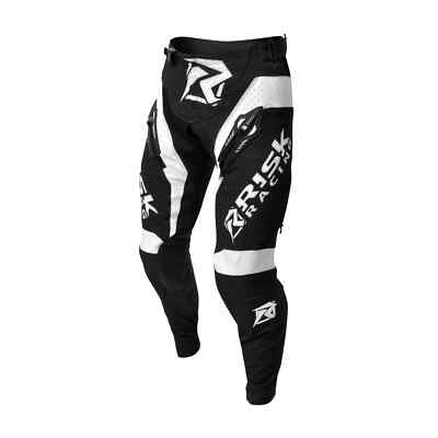 Pantaloni Motocross Ventilate Pro 34 Pollici Neri Bianchi Enduro