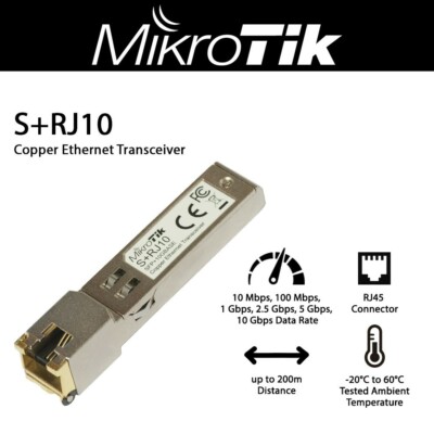 Mikrotik S+RJ10 RJ45 SFP+ 10/100/1000M/2.5G/5G/10G Copper Module