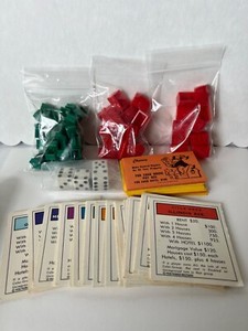 Monopoly 1978 Game Replacement Parts - Cards, Money, Houses, Dice & Hotel