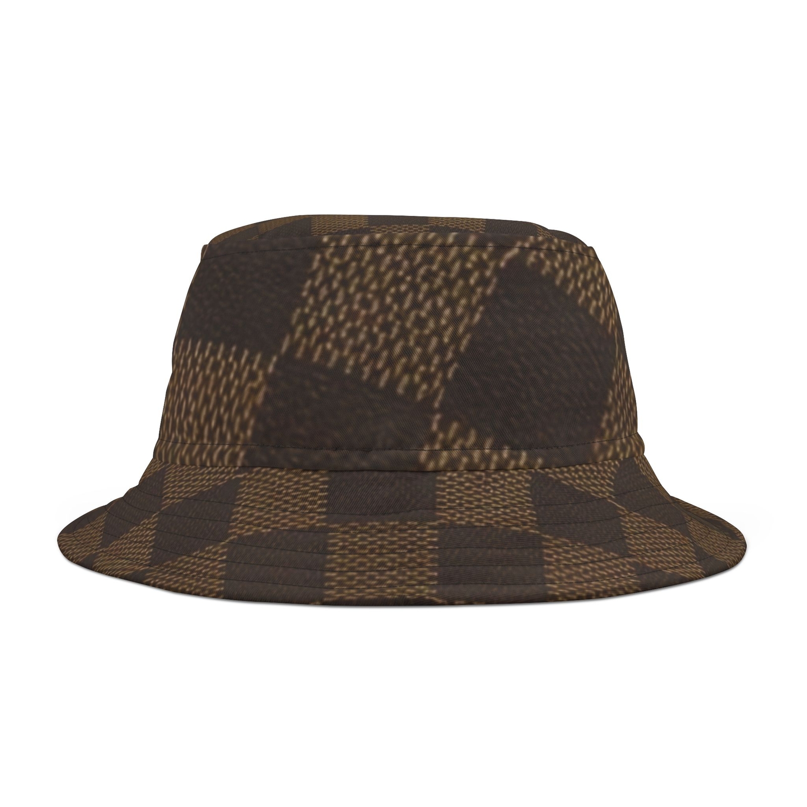 Brown square design Bucket Hat (AOP)