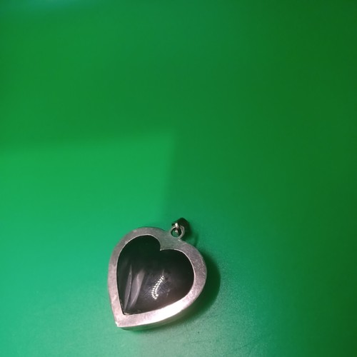 Vintage Sterling Onyx Heart Penant Large - Picture 6 of 13