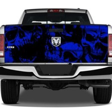 Black Blue Grunge Skulls USA Vinyl Decal Graphic Pickup Wrap Tailgate Truck Cast
