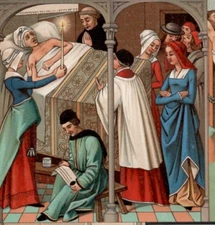 RELIGION MIDDLE AGES - Life Death Chromolithograph Silver Antique Print w Video