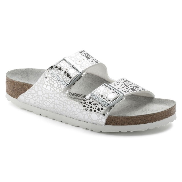 Birkenstock Arizona 36N L 5 M 3 Metellic Stones Silver | eBay