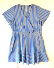Lane Bryant Dress Womens Plus 26 Rhodes Striped Faux Wrap Work Office S/sleeve