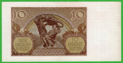 Poland 10 Zlotych 1940, P94(1) Unc * Series H * - Picture 2 of 2
