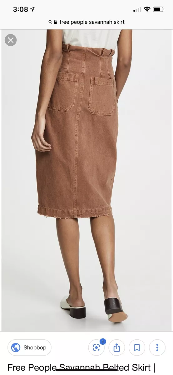 Brown belted pencil skirt cheap