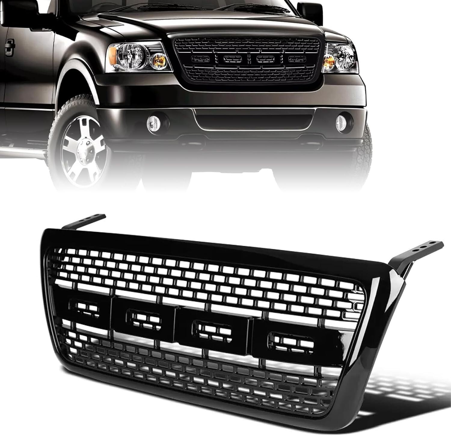 For 2004 2005 2006 2007 2008 Ford F-150 Front Hood Bumper Grille Black Grill