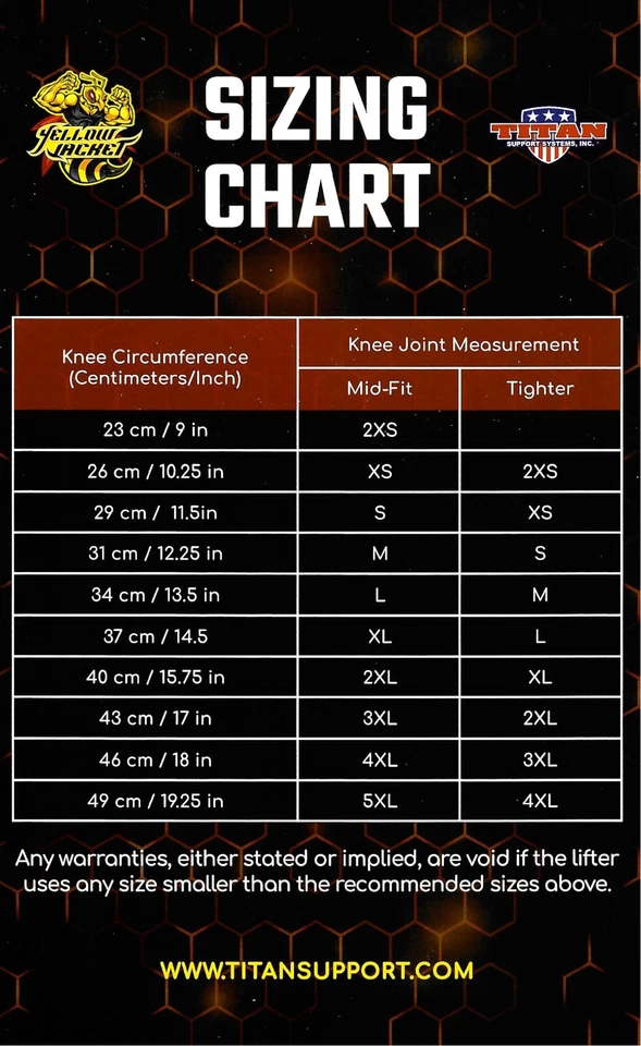 Titan Yellow Jacket Knee Sleeves - Powerlifting - IPF Legal - AMP Legal - Black - Image 2 of 2