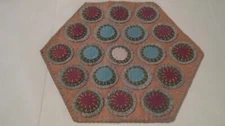 Primitive Wool Applique Coastal Layered Pennies Penny Rug Candle Table Mat