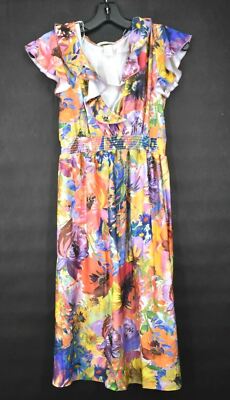 Mama Maternite By H&M Womens Surplice Neck Flutter Sleeve Floral Midi Dress S