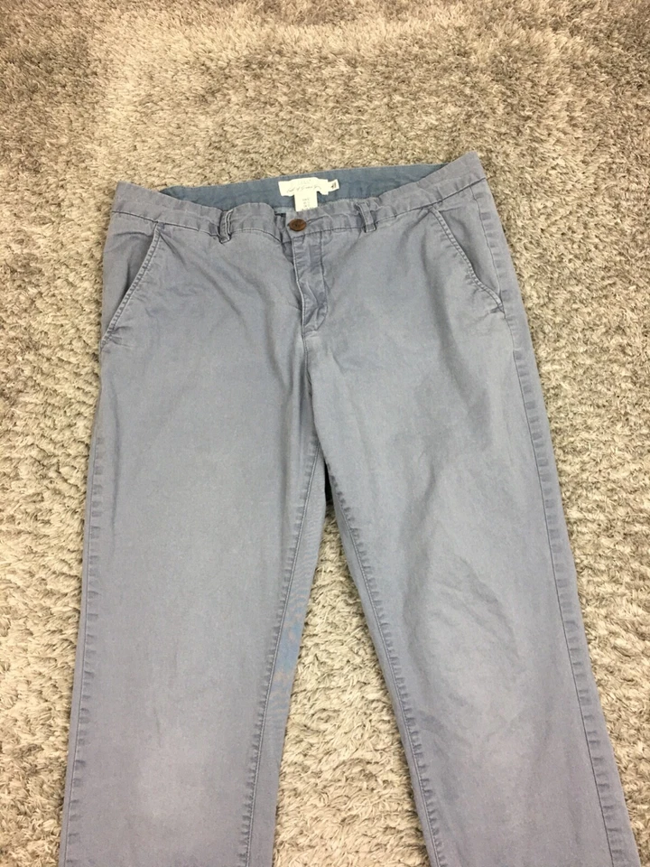 L.O.G.G. Pantalones H&M ajustados caqui para mujer talla 12 gris azul chino algodón Foto 2 de 4