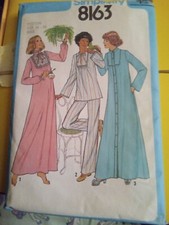 Vintage Simplicity Pattern 8163 Nightgown Pajamas Robe Uncut Size 14-16