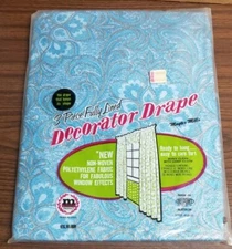 VTG Maytex Mills Three Piece Plastic Polyethylene Decorator Drape Curtains Blue