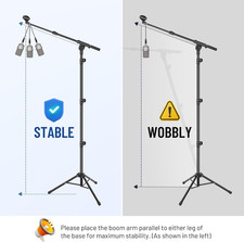 Mic Stand Floor Adjustable - Tripod Boom Arm Microphone Stand with Carrying B...