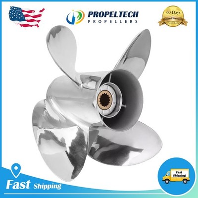 4 Blades Stainless 14 1/8 x 18 Propeller For Yamaha Outboard 150-250HP 15 Spline