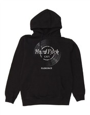 HARD ROCK CAFE Mens Florence Graphic Hoodie Jumper Large Black Cotton DV23