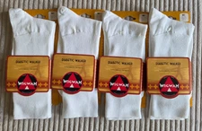 Wigwam Diabetic Health Walker Coolmax White Socks Size Medium Unisex 4 Pair