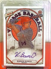KARSON BOWEN 2023 ONYX VINTAGE EXTENDED BASEBALL ON CARD AUTO BLUE INK