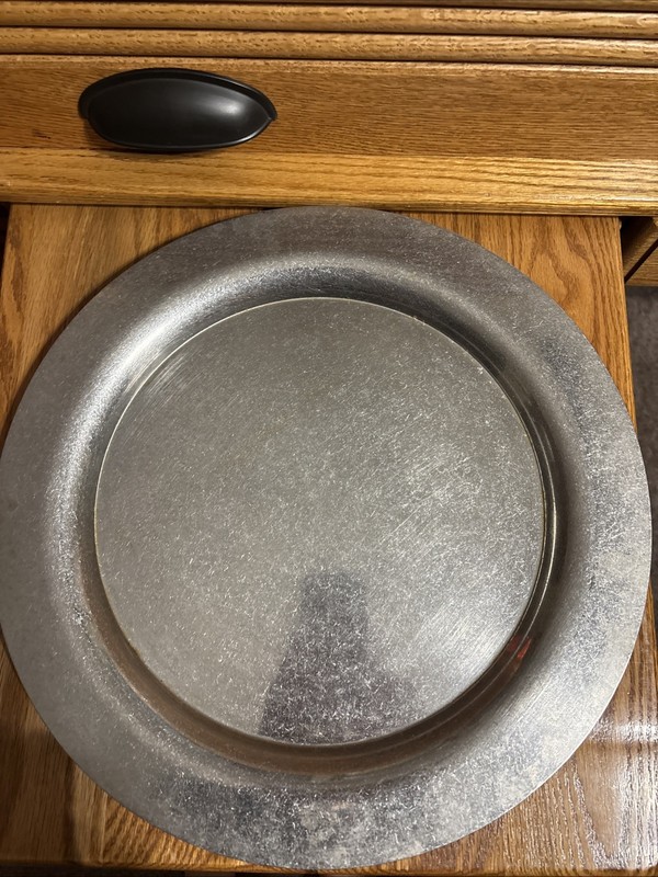 Oneida Vintage Pewter Plate With Smooth Brim By 15 1/2 Inches In Diameter