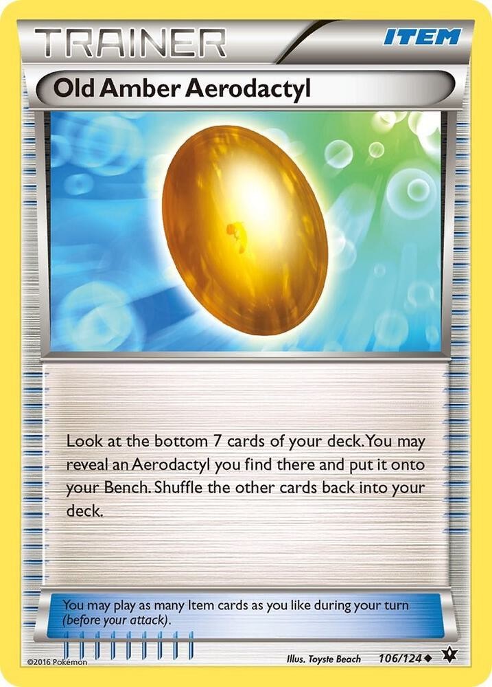Old Amber Aerodactyl 106/124 Uncommon Fates Collide Pokemon Lightly Played