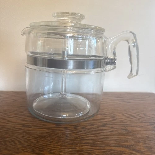 Clear VINTAGE PYREX Glass 4 -6 Cup COFFEE Percolator Pot, Complete EUC MCM 7756