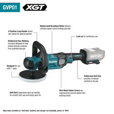 Makita Gvp01z 40v Max Xgt Bl Cordless 7 Polisher- W 75 In Free Accessories