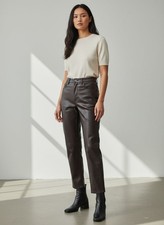 Aritzia Wilfred The Melina Vegan Leather Pants Brown Size 4 Straight Leg