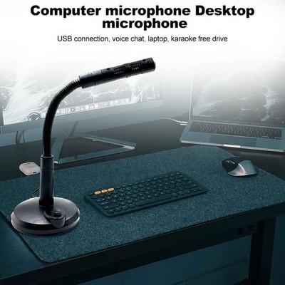 Mini USB Condenser Microphone with Stand - Plug & Play for PC/Laptop/Mac