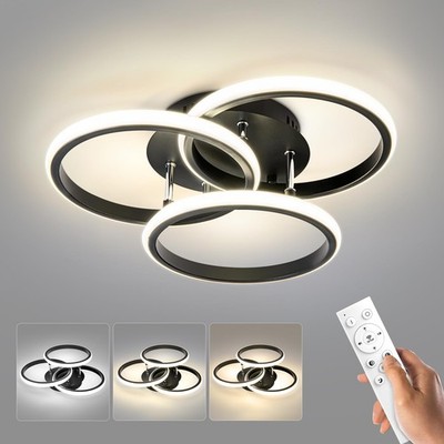 55W Dimmable LED Modern Flush Mount Ceiling Light Fixture with Remote Control, 3