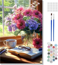 Framed Paint by Numbers Kit for Adults Beginners with Wooden Easel, Landscape