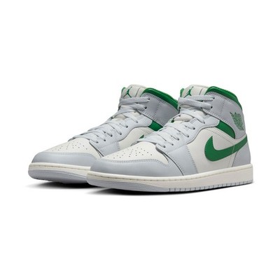 MENS AIR JORDAN 1 MID_SUMMIT WHITE/PINE GREEN-PURE PLATINUM DQ8426