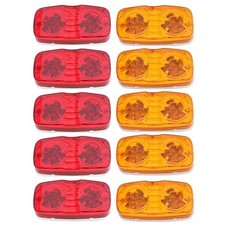 Trailer Marker Led Light Double Bullseye Amberred 12 Led Lights Chrome Base 12v