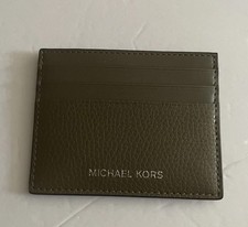 Michael Kors Cooper Tall Card Case Wallet In Olive leather New With Tags 78