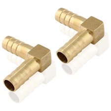 2 Pack Brass Hose Barb Fitting 3/8" X 3/8" 10Mm ID 90 Degree L Right Angle Elbow