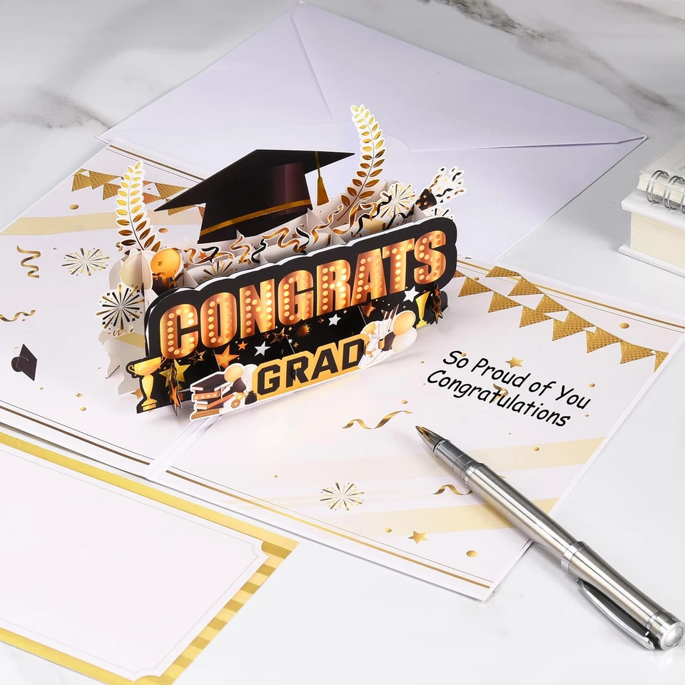 Tarjetas de graduación, tarjeta de felicitación emergente grado 2025 con luces y música... Foto 3 de 4