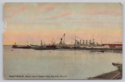 Newport News VA Shipyard Harbor View Postcard Hugh C Leighton Co. Early 1900s