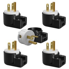 5-Pack Right Angle AC Plug, NEMA 5-20P, 20A 125V, Rewirable, 12-Direction