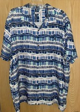 NEW Polo Ralph Lauren Blue White Tommy Bahama Short Sleeve Shirt 3X XXXL Silk