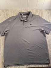 Under Armour Polo Shirt Mens 2XL Gray HeatGear Short Sleeve Golf Performance