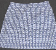 Women  s Croft  Barrow Skort Size 10 Blue White Geometric A-Line Skirt Shorts