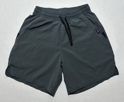 UNRL Shorts Mens Small Grey Gym Zip Pocket Training Athletic Drawstring Stretch