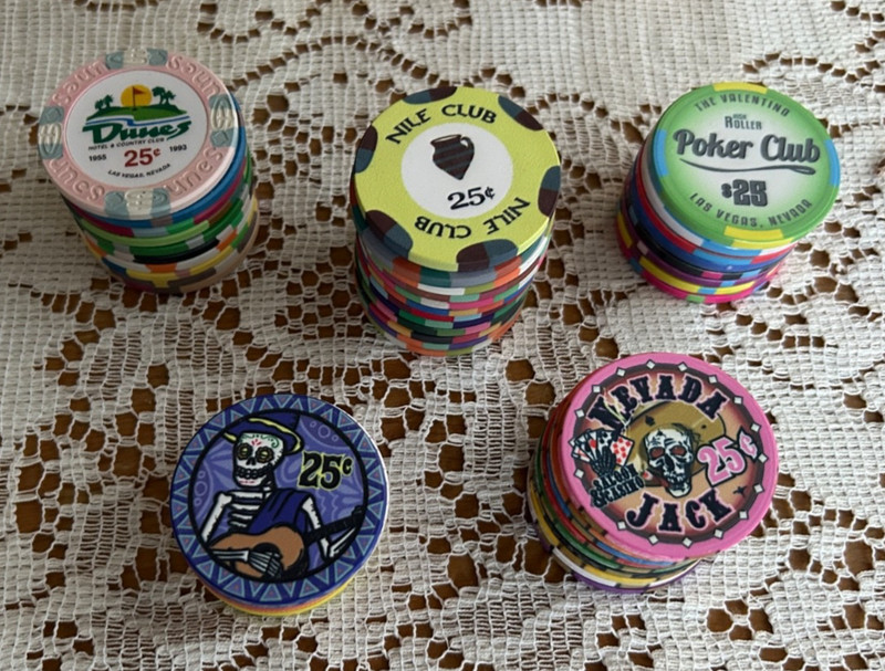 Pocker Chip Sample Set Collection 7 Different Sets (58 Chips Total) + Jeton