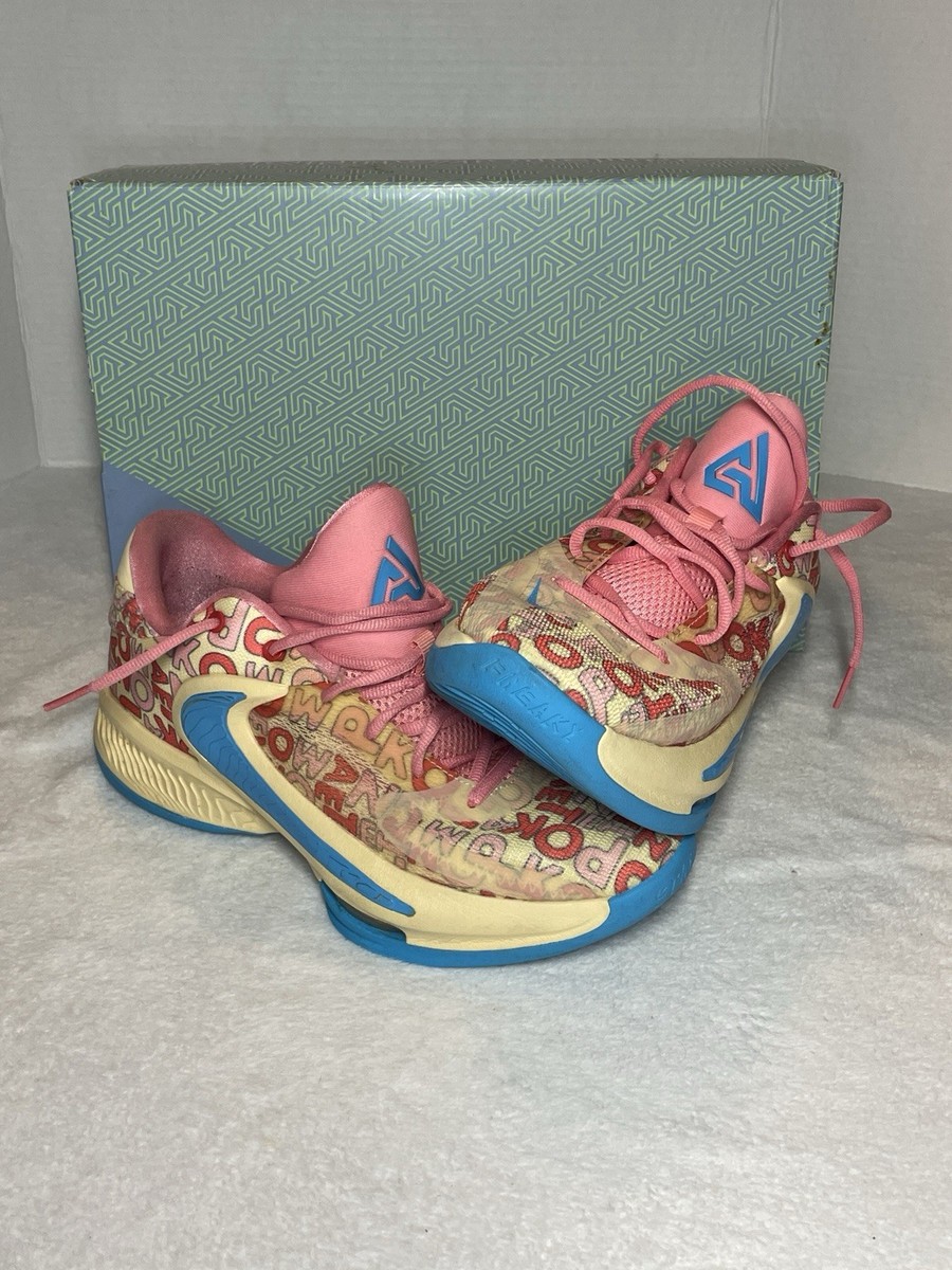 ✨ F80 SIZE 9 MEN\'S NIKE ZOOM FREAK 4 PALE VANILLA /BLUE FB9503 200 NIKE ZOOM FREAK 4 LETTER BROS PALE VANILLA-BLUE LIGHTINING  main image 4