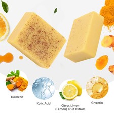 1PCS Lemon Turmeric Soap Bar, Organic Tumeric Soap for Face and Body, Deep Clean