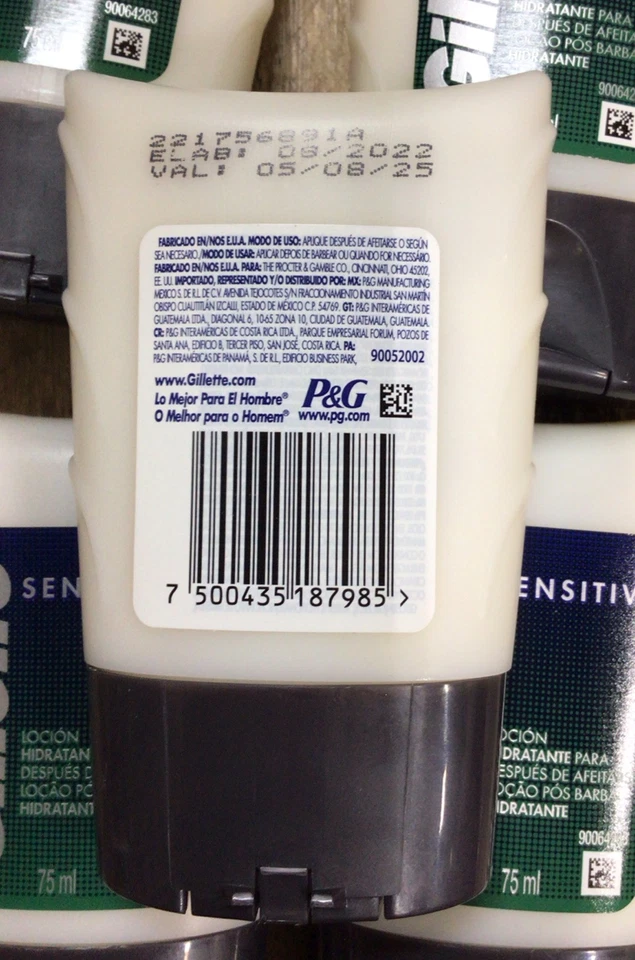 Lote de 6 Gillette Loción After Shave Piel Sensible 2.5 Fl Oz 05/25 Fecha Foto 3 de 3