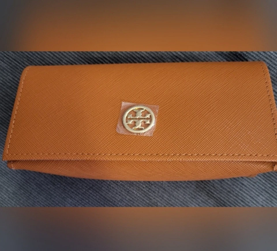 NUEVO TORY BURCH NARANJA AUTÉNTICO GAFAS DE SOL GAFAS ESTUCHE DE CUERO Foto 2 de 4