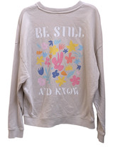 "BE STILL AND KNOW" Bbc earth Print jumper Small uk 10 Beige floral organic
