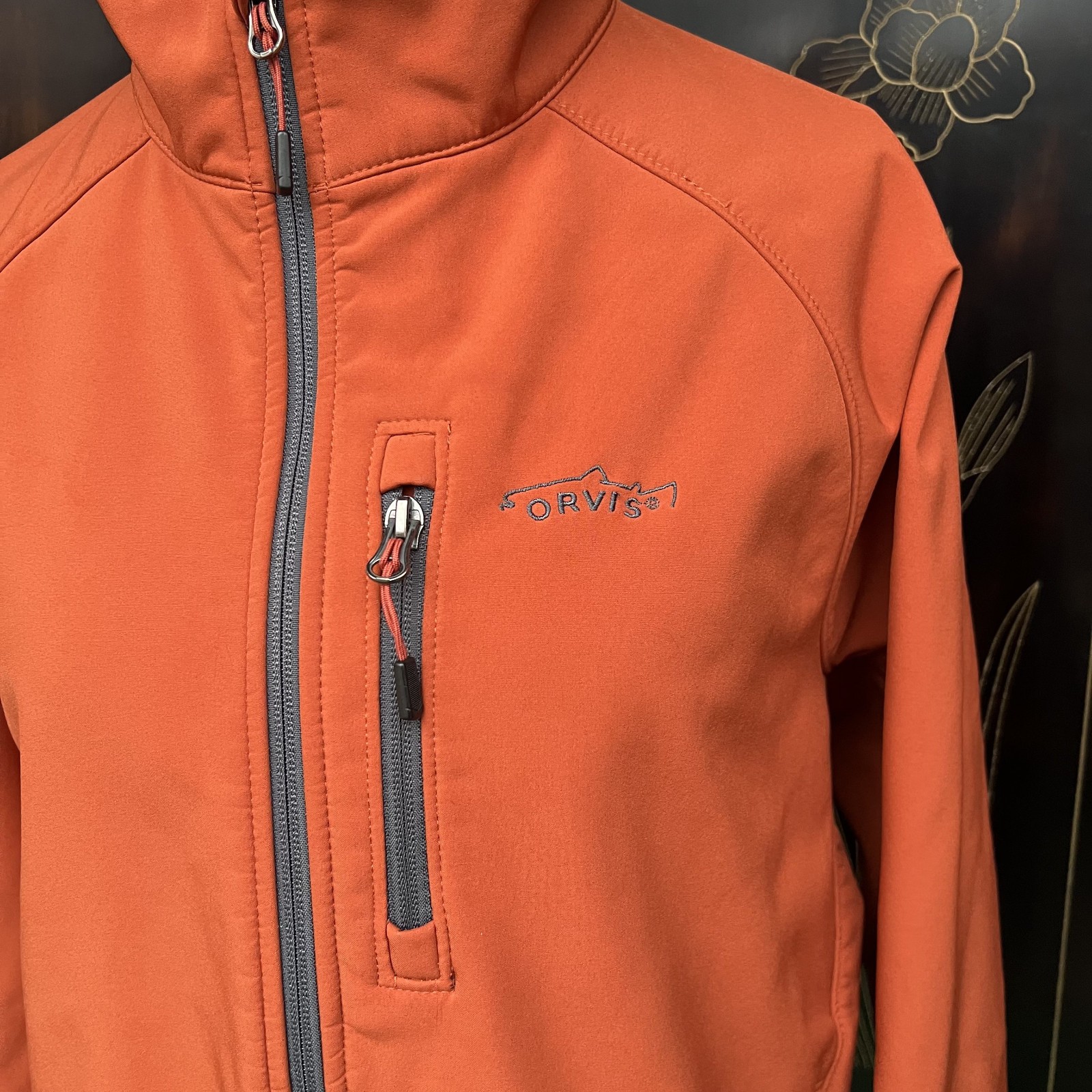 Orvis Orange Softshell Full Zip Jacket Size Medium - image 10
