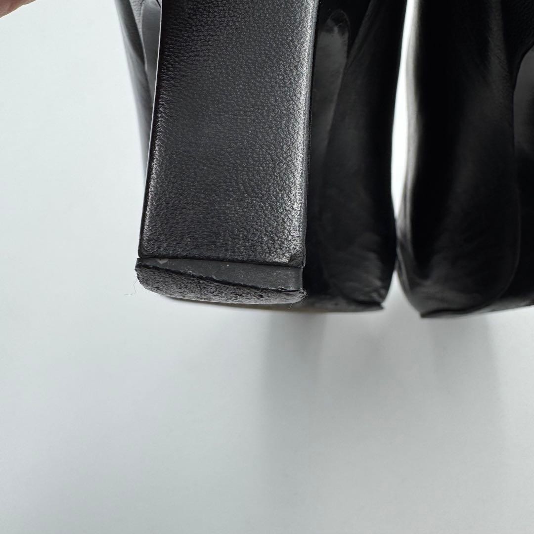 Chanel Heel Pumps Black Leather With Coco Mark Size 36.5 US Abt 6.5 For Women thumbnail 14